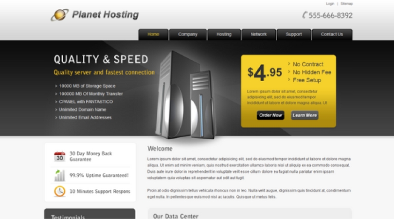 Planet Hosting – Web Hosting HTML Template
