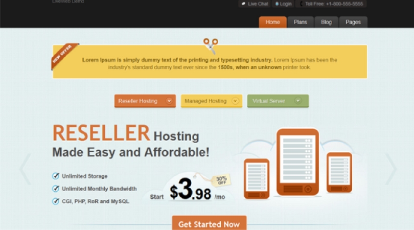 LiveWeb – WordPress Web Hosting Template