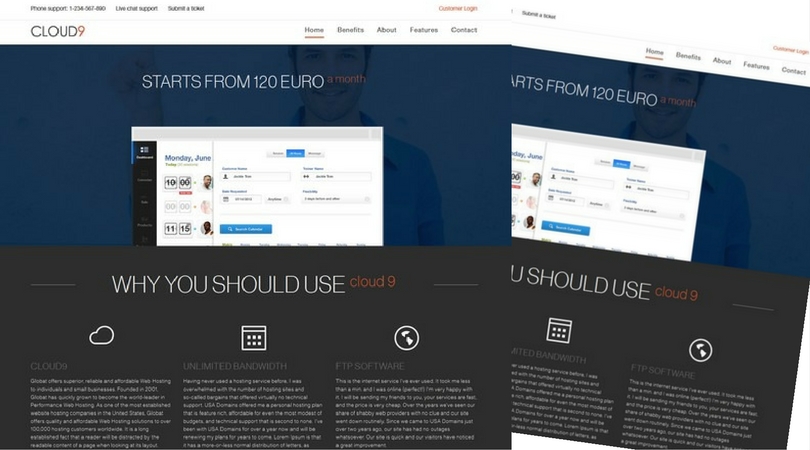Cloud9 One Page Hosting Template