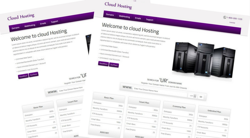 Free cloud Hosting Domain Name responsive Web Template